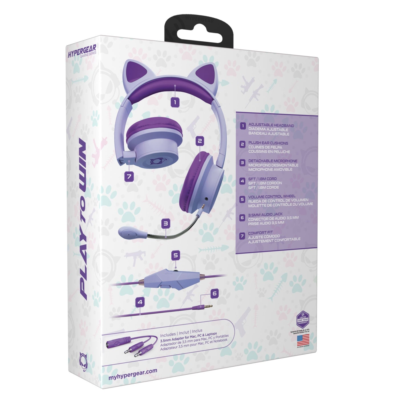 HyperGear Kombat Kitty Gaming Headset with Detachable Mic