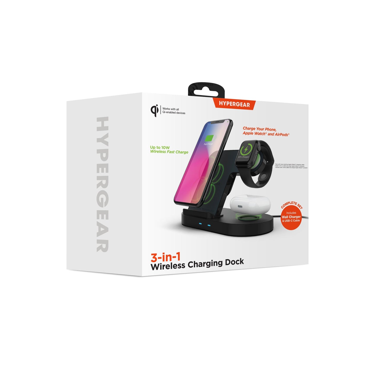 Hypergear 3-in-1 Wireless Charging Dock Black (15328-HYP)